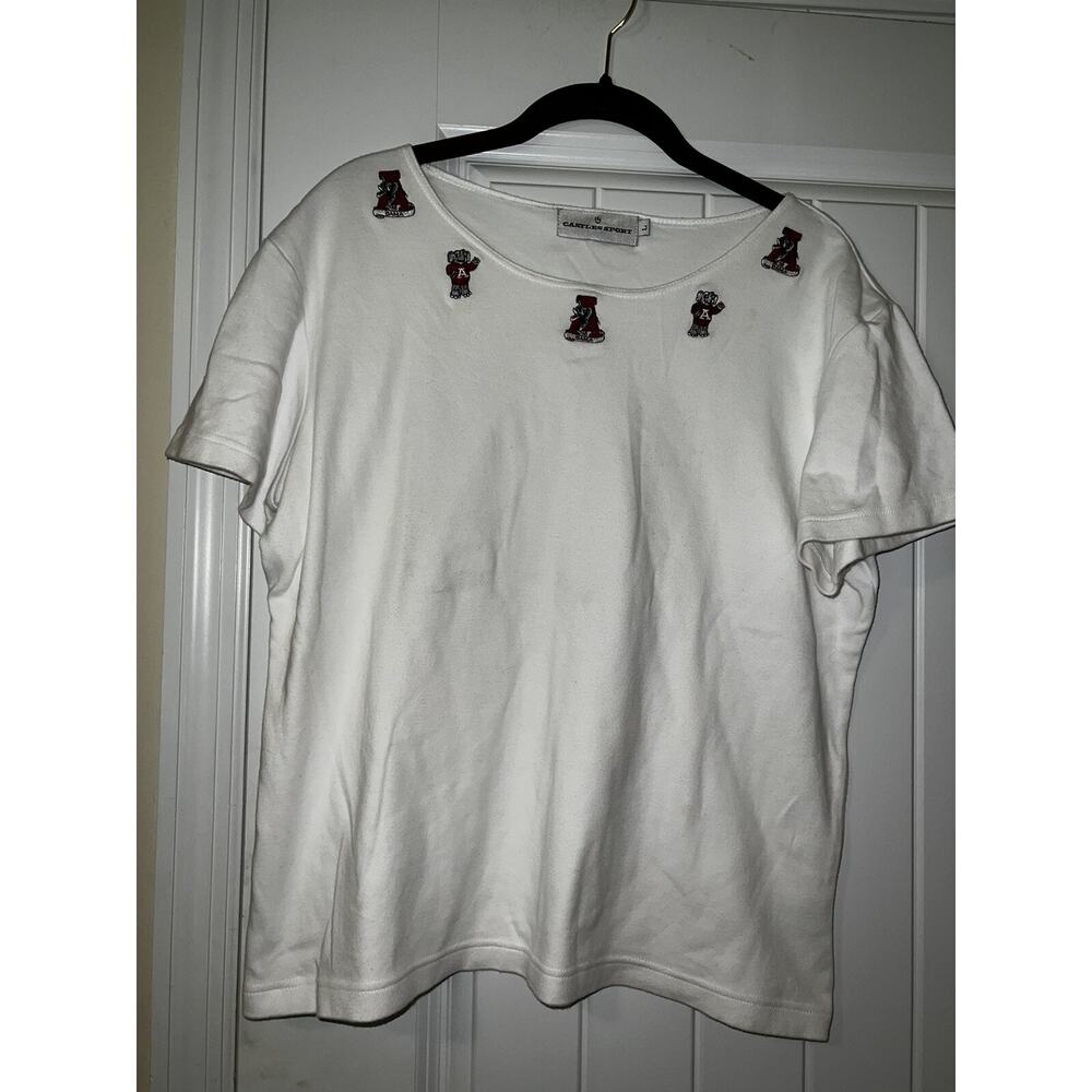 Castles sport womens university of alabama white blouse short sleeve big Al LG